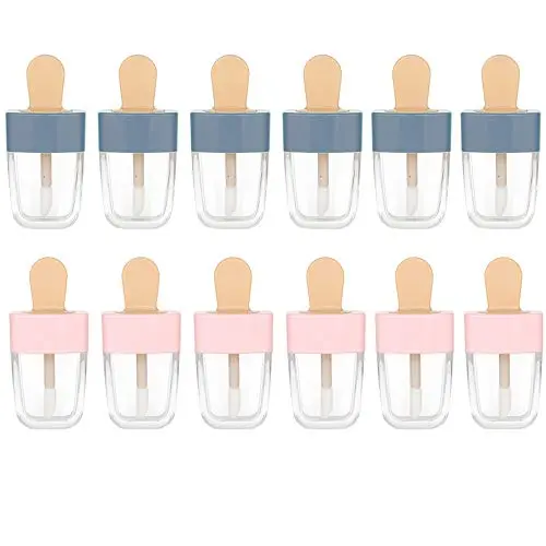 Ensemble de 12 Tubes à Lèvres en Forme de Picolé Mignon avec Joints en Caoutchouc – Bleu + Rose (Réf : RONRONS)