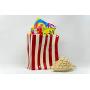 Popcorn University Ceramic Popcorn Container with Lid - Decorative Cookie Jar for Kitchen Counter Food Storage, Table Centerpiece, Vase & More - Red Striped Home Movie Theater Room Décor, 13&quotx4.5&quotx8"