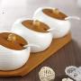 TNKML Ceramic Spice Jar Set 3 Piece With Bamboo Cover Sauce Jar Cruet Storage Storage Box With Spoon Kitchenware Spice Container-2