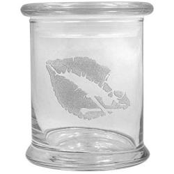 12 oz Clear Glass Herb Stash Jar and Lid with Death Kiss Logo