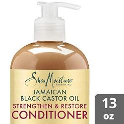 SheaMoisture Strengthen and Restore Rinse Out Hair Conditioner to Intensely Smooth and Nourish Hair 100% Pure Jamaican Black Castor Oil with Shea Butter, Peppermint and Apple Cider Vinegar 13 oz