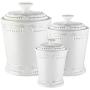 American Atelier Victoria Canister Set 3-Piece Ceramic Jars in 20oz, 50oz & 86oz in Elegant Design w/Airtight Lids for Cookies, Candy, Coffee, Flour, Sugar, Rice, Pasta, Cereal & More, 20, 50, White