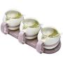Kitchen Spice Jars, Household 3 Pcs Plastic Food Storage Containers Portable Spice Jar Set With Lids Spoon And Tray -green