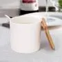 Keramik Lebensmittelbehälter von June Sky mit Bambusdeckel – Moderner Porzellanbehälter – Perfekt für Zucker, Tee, Kaffee, Gewürze, Essig, Condiments – 8 oz, weiß