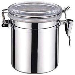 Stainless Steel Container Kitchen Food Preserving Jar With Clear Lid & Locking Clamp, Airtight Canister For Storing Coffee, Tobacco, Flour, Sugar - Stylishbuy