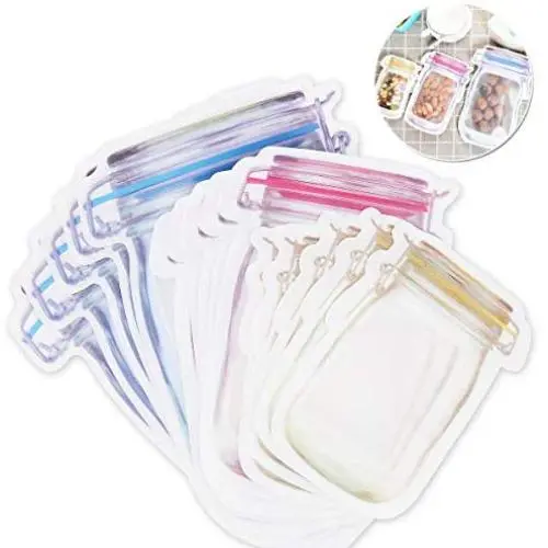 15 Pieces Mason Jar Pattern Zipper Airtight Seal Bags Set Reusable Portable Food Saver Storage Bags for Travel Picnic Camping 15 Pieces Mason Jar Pattern Zipper Airtight Seal Bags Set Reusable Portable Food Saver Storage Bags for Travel Picnic Camping
