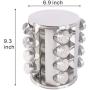 PENGKE Spice Rack,Stainless Steel Spice Tower,Round Seasoning Storage Organizer with 16 Glass Jar Bottles,Kitchen Countertop Organizer,Pack of 1