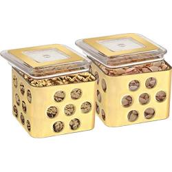 SATISFACTORY NATION 2 Pc Gift Set Thyme Small Multi Purpose Snacks Jar/Containers with Airtight Lid/Food Storaage Boxes