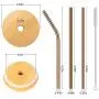 2er Pack Breiter Mund Mason Glasdeckel mit Strohhalsen, Umweltfreundliche Mason Jar Deckel, 3er Pack Edelstahl Strohhalse und 1er Pack Reinigungsbürste, Perfekte Alternative zu Plastikstrohhalzen und -deckeln