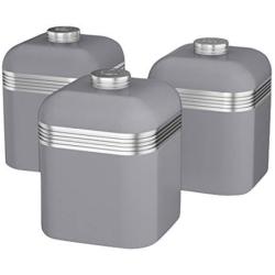 Swan SWKA1020GRN Set of 3 Retro Storage Canisters, Grey