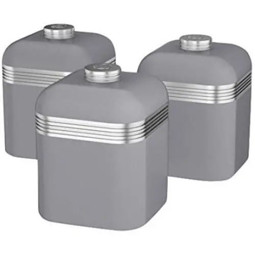Swan SWKA1020GRN Set of 3 Retro Storage Canisters, Grey

Drei Retro-Aufbewahrungskanister von Swan, SWKA1020GRN, Grau.