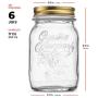 Bormioli Rocco Quattro Stagioni Glass Mason Jars - (17 Ounce) with Gold Airtight Lid for Canning, Fermenting, Preserving, Storing, Italian Made Glass Jar (6 Pack)