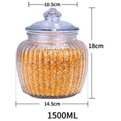 Retro Glass jar, Transparent Storage Containers Lids Durable Round Pot-D 1500mlx3