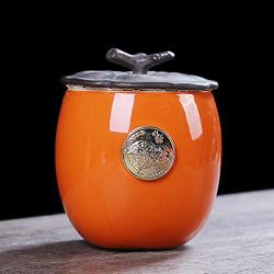Home Décor Ceramic Jar Solid Color Ceramic Jar Living Room Kitchen Porcelain Decoration Jar Tea Sugar Storage Jar Decorative Accessories (Color : Orange, Size : 9.29.211.5cm)