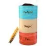 Enjoliveurs de Grande Taille avec Couvercle en Bambou - Jeu de Céramiques pour Cuisine qui S'empilent avec 3 Cuillères Inclus – Enjoliveur de Cuisine Empilable pour Café, Sucre, Thé - 32oz/Enjoliveur