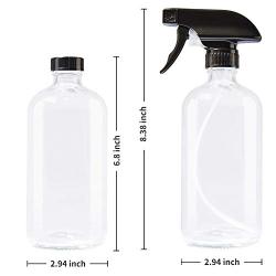 Glass Spray Bottles 16 oz Spray Bottle for Cleaning Food Grade Transparent Alcohol Spray Bottle [ 2 PACK]