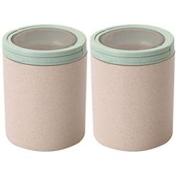 UPKOCH Food Storage Jar Bamboo Canister Modern Food Can Airtight Seal Tea Coffee Spice Nuts Snacks Seasonings Storage Jar Canister Caddy 800ml 2pcs (Random Color)