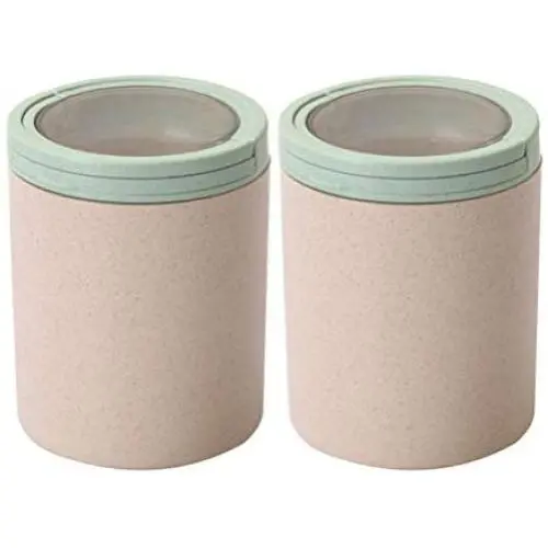 Glasbehälter für Lebensmittel 800ml 2er-Set (Zufällige Farbe) – Moderne Bambusbehälter für Tee, Kaffee, Gewürze, Nüsse, Snacks und Gewürze – Luftdichtes Verschließen