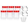 Natural Spice Sifter Jar with Airtight Red Lids holds 1 oz / 30 ml / 28 grams each (6 pack) + Labels and Measuring Cup