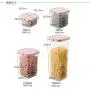 HOMELUNY Set of 4 Home Airtight Plastic Food Jars Clear Food Jars Cereal Storage Container Jars Storage Containers for Candy, Cookie, Rice, Sugar,Flour,Snacks Keeping Food Dry & Fresh Pink 700ML