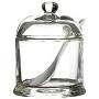 Clear Glass Sugar Bowl Salt Spice Pot Pepper Storage Jar Seasoning Pot Container Condiment Box Holder with Lid and Spoon for Home Kitchen, Round