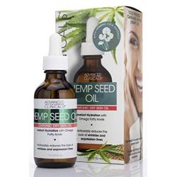 Advanced Clinicals Hemp Seed Oil Set with Cold Pressed Hemp Seed Oil. Hemp Facial oil (1.8oz) and Spa Size Hemp Seed oil cream for body and face (16oz)