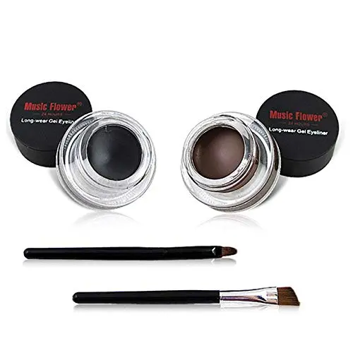 2 in 1 Black and Brown Gel Eyeliner Set Water Proof Smudge Proof, Last for All Day Long, Work Great with Eyebrow, 2 Pieces Eye Makeup Brushes Included 2 in 1 Black and Brown Gel Eyeliner Set Water Proof Smudge Proof, Last for All Day Long, Work Great with Eyebrow, 2 Pieces Eye Makeup Brushes Included