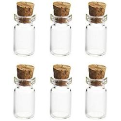 New 6Pcs 1635MM 2ML Mini Glass Storage Bottles Empty Sample Bin Jars with Cork Stoppers for DIY Craft Decoration - Transparent