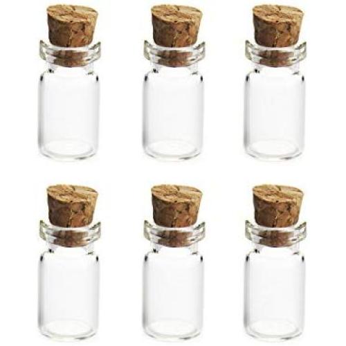 New 6Pcs 1635MM 2ML Mini Glass Storage Bottles Empty Sample Bin Jars with Cork Stoppers for DIY Craft Decoration - Transparent