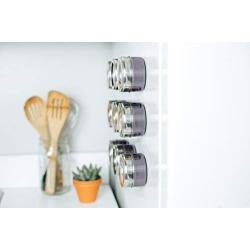 Stainless Steel Magnetic Spice Jars - Bonus Measuring Spoon Set - Airtight Kitchen Storage Containers - Stack on Fridge to Save Counter & Cupboard Space (Set of 24 PCS - Gray)