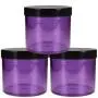 Beauticom 10 oz. (300g /300ML) (Quantity: 3 Packs) Thick Wall Round Leak Proof Clear Acrylic Jars with Lids for Cream, Salves (3 Pieces (3 Jars + Lids Together), PURPLE Base w/Black Lid)