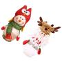 NUOBESTY Christmas Candy Jar 2pcs, Desktop Santa Snowman Clear Plastic Candy Jar Gift Bottle Holder Candy Storage Can Christmas Ornament for Party Window Home, 7x7x15cm