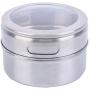 vivaBKK Magnetic Stainless Steel Spice Pot Herb Seasoning Jar Storage Kitchen Transparent Lid Tins Set of 12 pcs