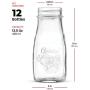 Bormioli Rocco Quattro Stagioni Glass Drinking jar bottle 13? Ounce Milk Bottles with Gold Metal Airtight Lids, For Juicing, Smoothies, Homemade Beverages Bottle, Reusable Glass Water Bottle (12 Pack)