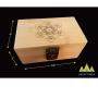 Stash Box Combo - Accessories Kit, Locking Wooden Box with Grinder, Rolling Tray, Smell Proof Glass Jar, Bamboo Box with Lock (Metatrons Cube)