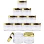 Beauticom 2 oz./ 60 Grams/ 60 ML (Quantity: 12 Packs) Thick Wall Round Clear Plastic LEAK-PROOF Jars Container with GOLD Lids for Cosmetic, Lip Balm, Lip Gloss, Creams, Lotions, Liquids
