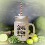 Light Blue Dream Inspire Take Chances Create Imagine Frosted Glass Mason Jar With Straw