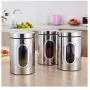 storage jar Grain container Food container Storage Box，Stainless steel transparent sealed cans, miscellaneous grains, tea candy jars, three sets, primary color set, 3