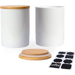 TNKML Ceramic Spice Jar Tea Coffee Pot Set 2 Ceramic Sugar Bowl Kitchen Dry Food Spice Storage Jar With Bamboo Cover 800Ml Spice Container