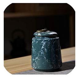Retra Ceramic Tea Storage Box Tea Jars Home Decor Candy Jars Storage Container 8.511.5cm Spices Storage Box 1pcs,Peacock Blue