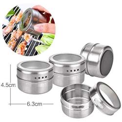 DUDDP Storage Spice lar set Stainless Steel Spice Jars Storage Containers Set Spice Seasoning Boxes 12 - Piece Set Magnetic Portable Spice Tins Set,for barbecue/restaurant/kitchen, etc,Kitchen supplie