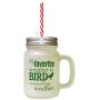 Forest GreenMy Favorite Weather Bird Watching Weather Frosted Glass Mason Jar With Straw