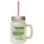Forest GreenMy Favorite Weather Bird Watching Weather Frosted Glass Mason Jar With Straw