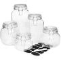 AK Energy 5 Size Set Clear Clip-Top Airtight Glass Mason Jars 10 Labels Chalk Stickers Pasta Dry Foods