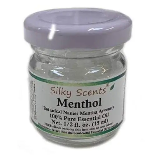 Menthol Essential Oil Bulk Crystals (Mentha arvensis) 100% Pure Therapeutic Grade - (15 mL - 0.5 FL OZ Bottle) - Solid at Room Temperature + Free eBook Included!…