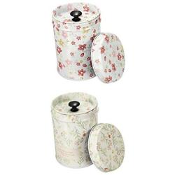 2 x Sealed Tea Sugar Jar Tin Canister Box Double Cover Storage Container