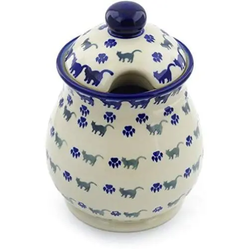 Bouteille en poterie de Pologne 8 pouces avec couvercle (thème Boo Boo Kitty Paws) + Certificat d'authenticité Bouteille en poterie de Pologne 8 pouces avec couvercle (thème Boo Boo Kitty Paws) + Certificat d'authenticité