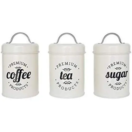 Ensemble de 3 Pots à Graines Métalliques Rustiques Style Ferme Blanc NIKKY HOME Ensemble de 3 Pots à Graines Métalliques Rustiques Style Ferme Blanc NIKKY HOME