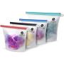 Reusable Silicone Food Storage Bags (1 Large 50 Oz + 3 Small 30 Oz) | Airtight Reusable Ziplock Bags BPA Free - Microwave, Freezer and Dishwasher Safe | Food Grade Zip Top Containers