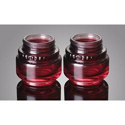 TOPWEL 2PCS 50ML(1.7 OZ) Wine Red Glass Empty Refillable Cosmetic Cream Jar Pot Bottle Container (A#)